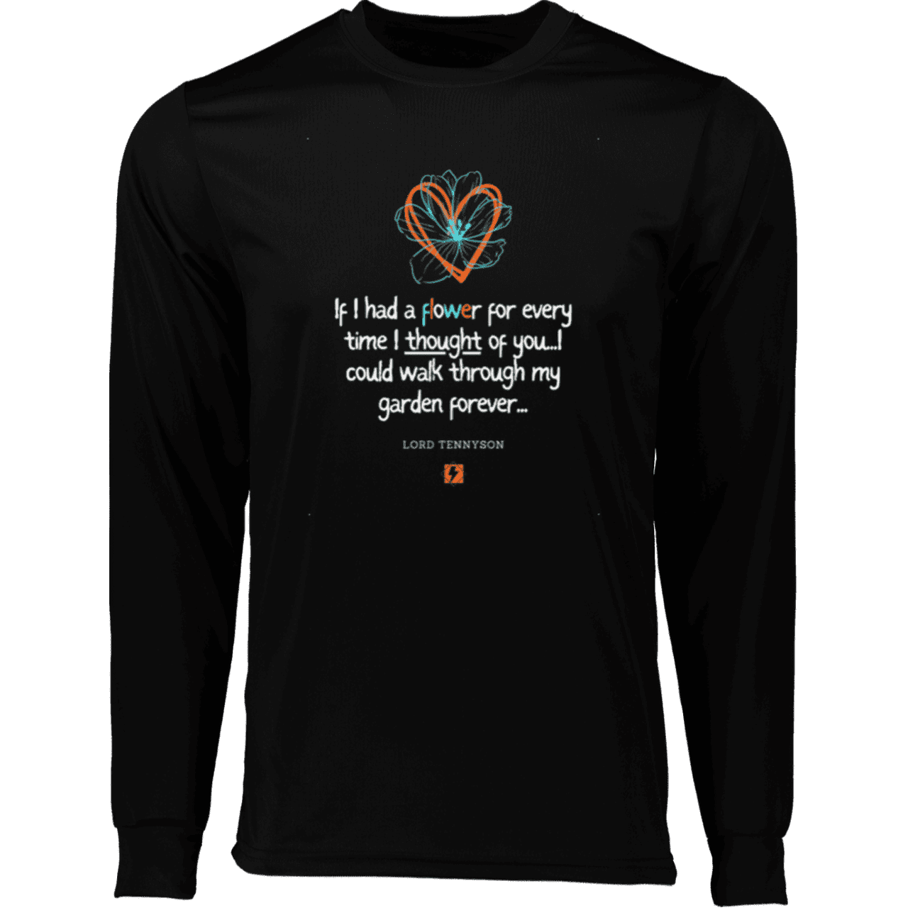 Men's T-Shirt Moisure-Wicking LS 788 with inspiring Tennyson quote: LT104 - Thinking of you - Color: Black