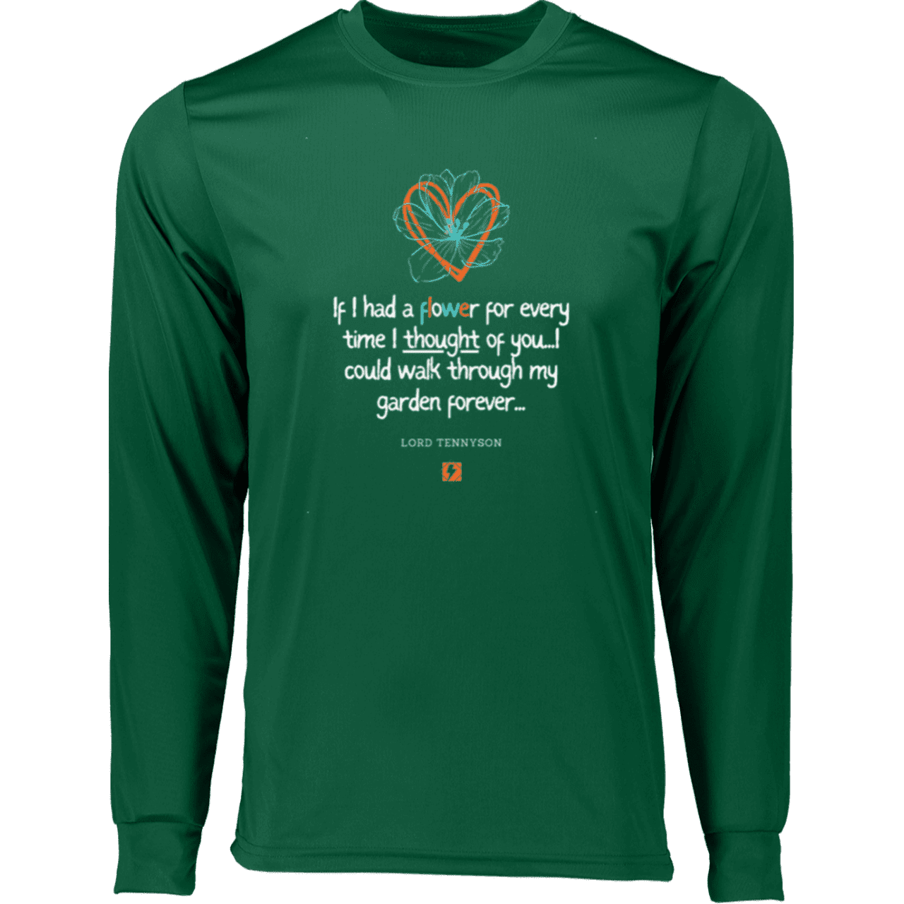 Men's T-Shirt Moisure-Wicking LS 788 with inspiring Tennyson quote: LT104 - Thinking of you - Color: Dark Green