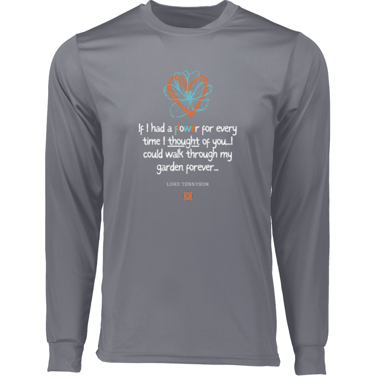 Men's T-Shirt Moisure-Wicking LS 788 with inspiring Tennyson quote: LT104 - Thinking of you - Color: Graphite