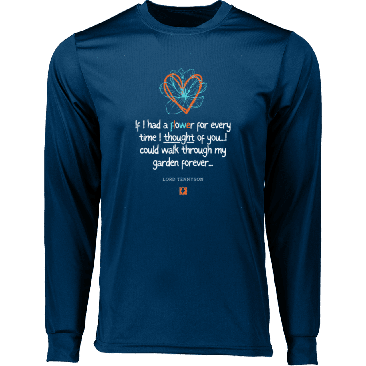 Men's T-Shirt Moisure-Wicking LS 788 with inspiring Tennyson quote: LT104 - Thinking of you - Color: Navy