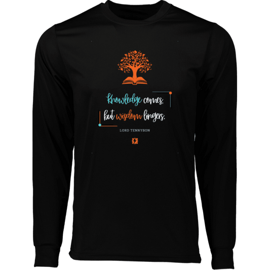 Men's T-Shirt Moisure-Wicking LS 788 with inspiring Tennyson quote: LT107 - Knowledge vs Wisdom - Color: Black