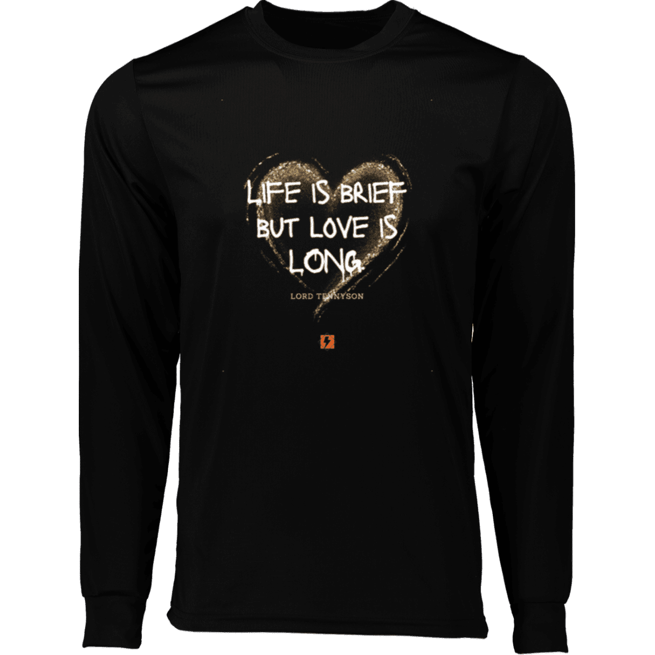 Men's T-Shirt Moisure-Wicking LS 788 with inspiring Tennyson quote: LT108 - Life vs Love - Color: Black