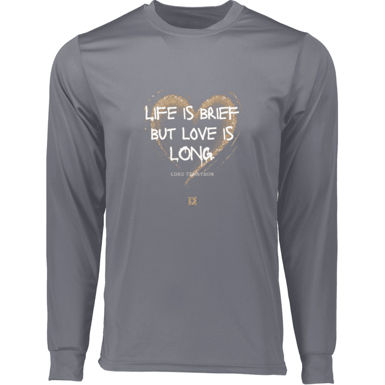 Men's T-Shirt Moisure-Wicking LS 788 with inspiring Tennyson quote: LT108 - Life vs Love - Color: Graphite