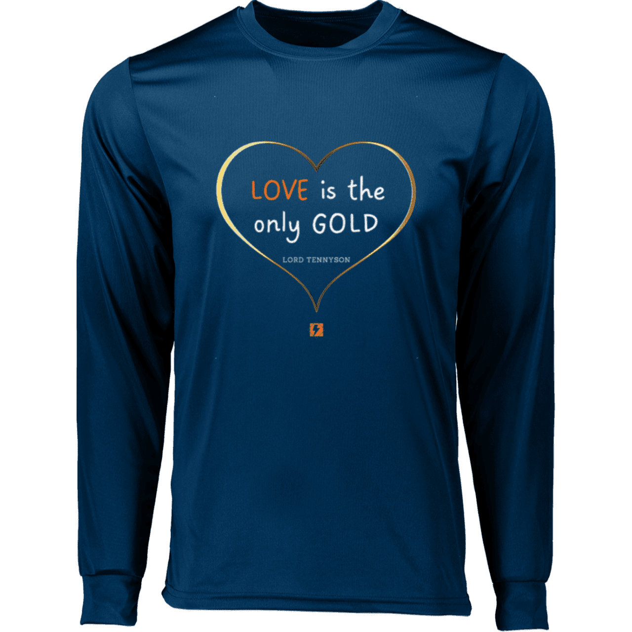 Men's T-Shirt Moisure-Wicking LS 788 with inspiring Tennyson quote: LT109 - Love is Gold - Color: Navy