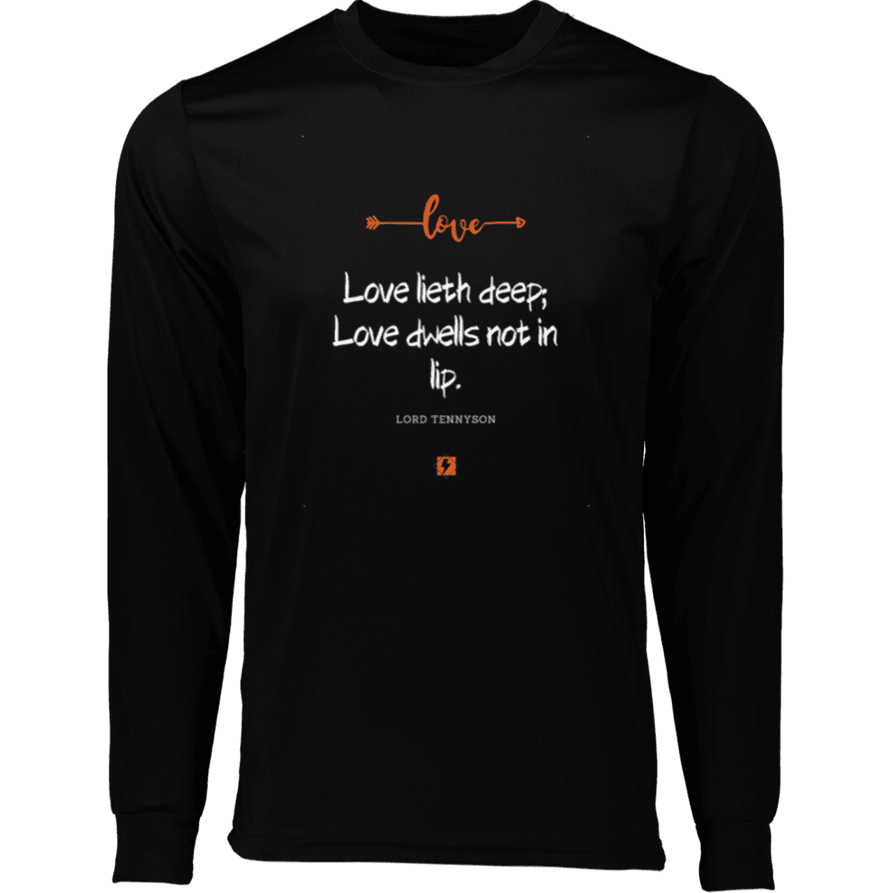 Men's T-Shirt Moisure-Wicking LS 788 with inspiring Tennyson quote: LT110 - Love is in the depth of the heart - Color: Black