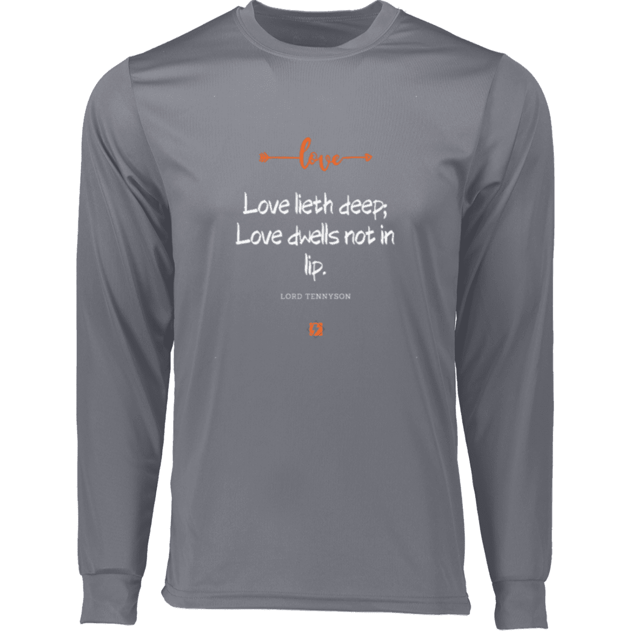 Men's T-Shirt Moisure-Wicking LS 788 with inspiring Tennyson quote: LT110 - Love is in the depth of the heart - Color: Graphite