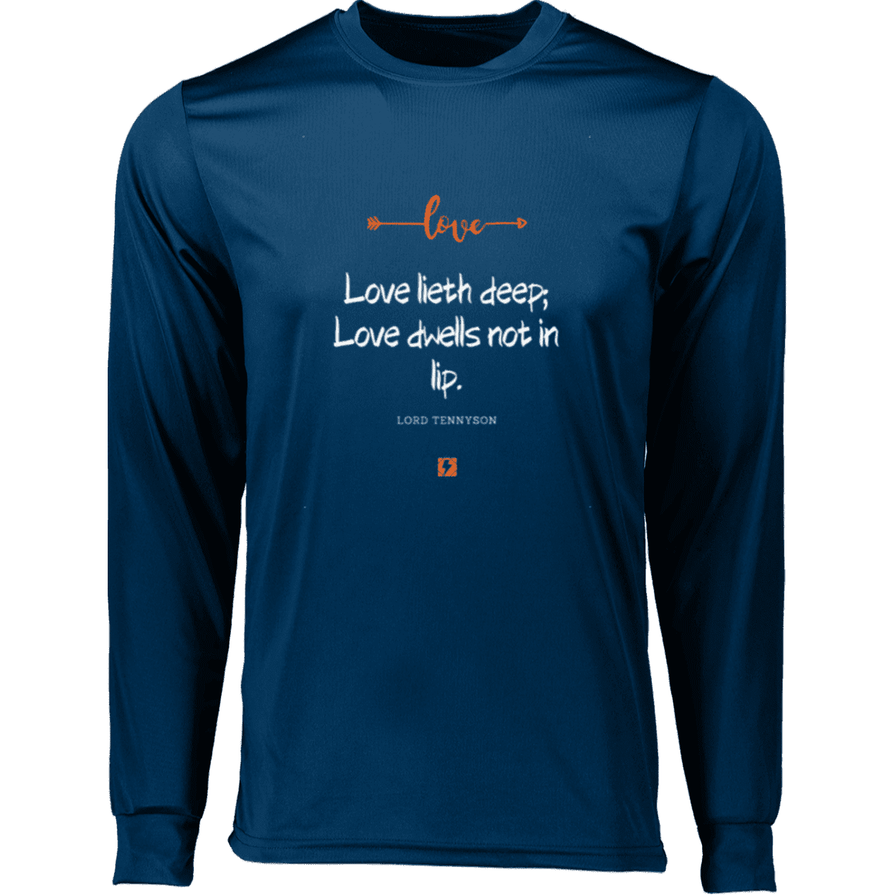 Men's T-Shirt Moisure-Wicking LS 788 with inspiring Tennyson quote: LT110 - Love is in the depth of the heart - Color: Navy