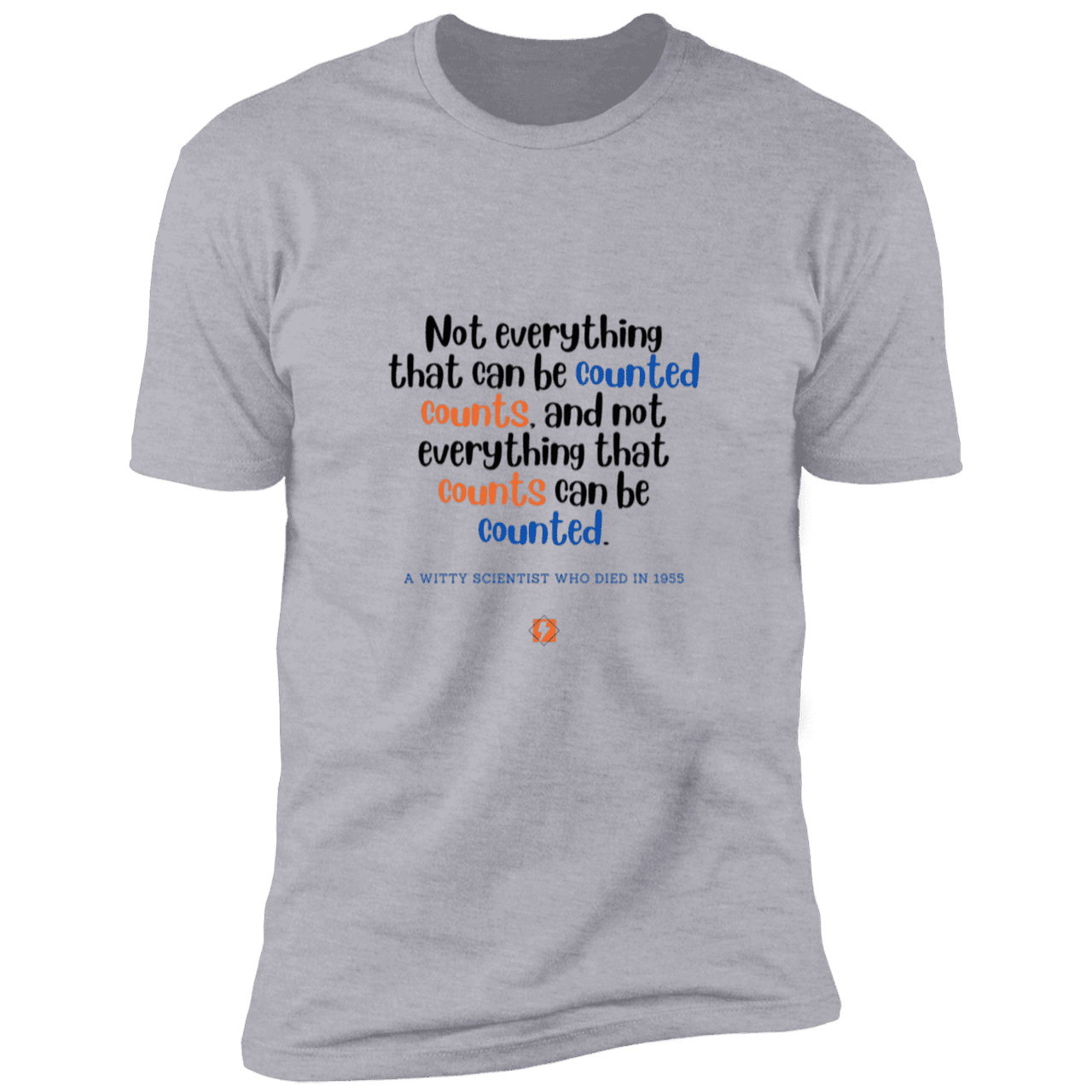 Men's T-Shirt Premium Combed Cotton NL3600 with inspiring Einstein quote: E104 - Not everything that can be counted counts - Color: Heather Grey