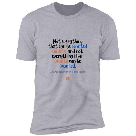 Men's T-Shirt Premium Combed Cotton NL3600 with inspiring Einstein quote: E104 - Not everything that can be counted counts - Color: Heather Grey