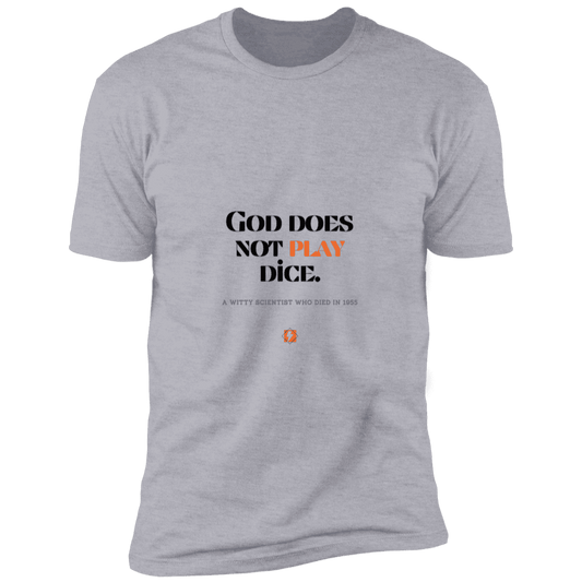 Men's T-Shirt Premium Combed Cotton NL3600 with inspiring Einstein quote: E121 - God does not play dice - Color: Heather Grey