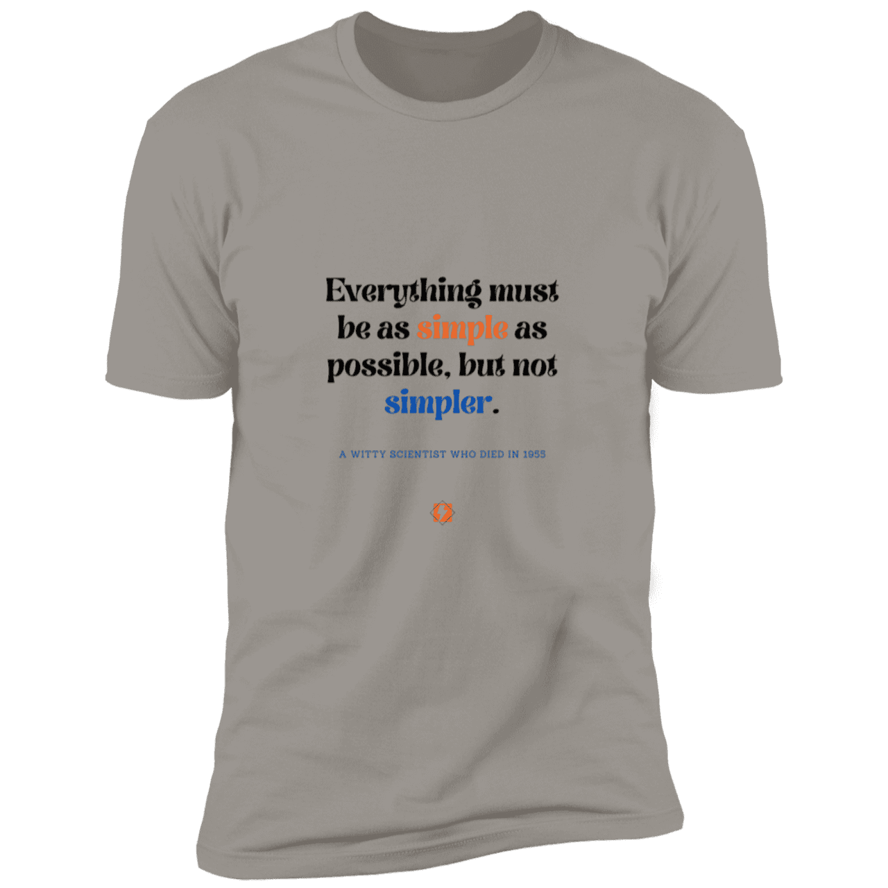 Men's T-Shirt Premium Combed Cotton NL3600 with inspiring Einstein quote: E122 - Simplicity is best - Color: Light Grey