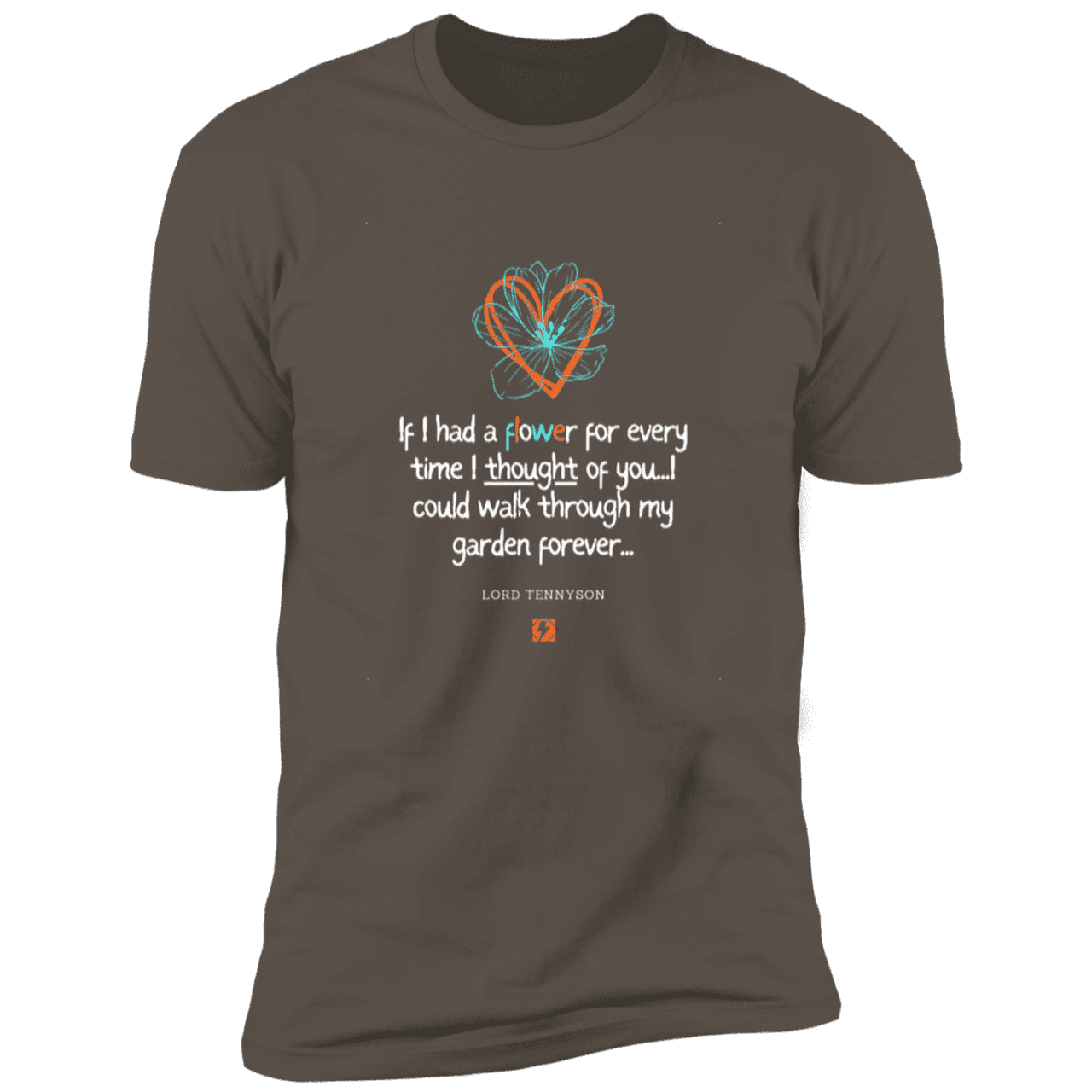 Men's T-Shirt Premium SS NL3600 with inspiring Tennyson quote: LT104 - Thinking of you - Color: Warm Grey