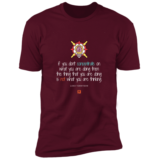 Men's T-Shirt Premium SS NL3600 with inspiring Tennyson quote: LT105 - Concentrate on your task - Color: Maroon