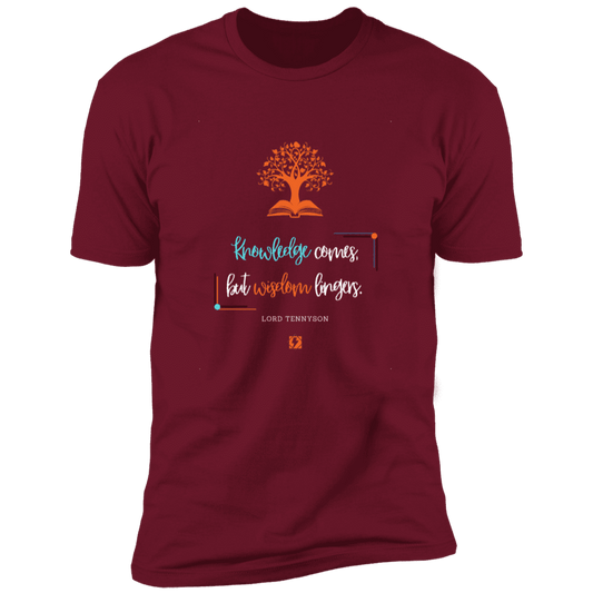 Men's T-Shirt Premium SS NL3600 with inspiring Tennyson quote: LT107 - Knowledge vs Wisdom - Color: Cardinal