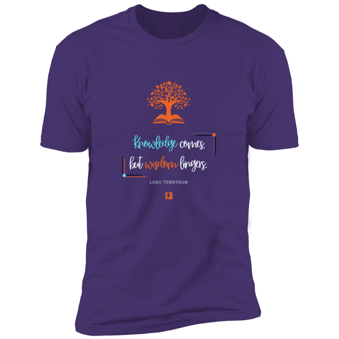 Men's T-Shirt Premium SS NL3600 with inspiring Tennyson quote: LT107 - Knowledge vs Wisdom - Color: Purple Rush/