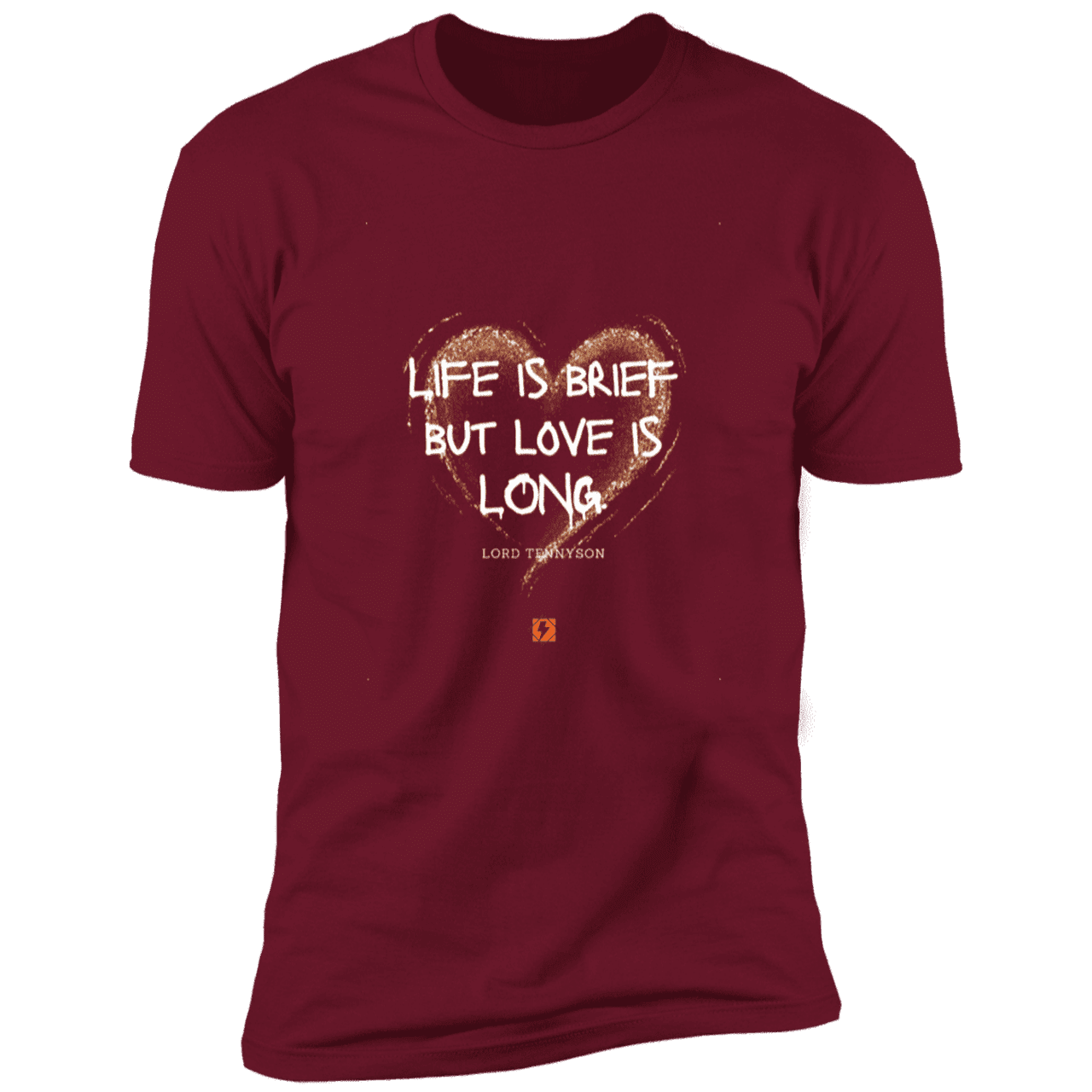 Men's T-Shirt Premium SS NL3600 with inspiring Tennyson quote: LT108 - Life vs Love - Color: Cardinal