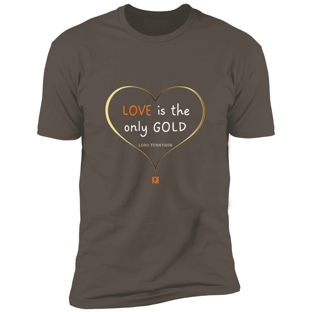 Men's T-Shirt Premium SS NL3600 with inspiring Tennyson quote: LT109 - Love is Gold - Color: Warm Grey