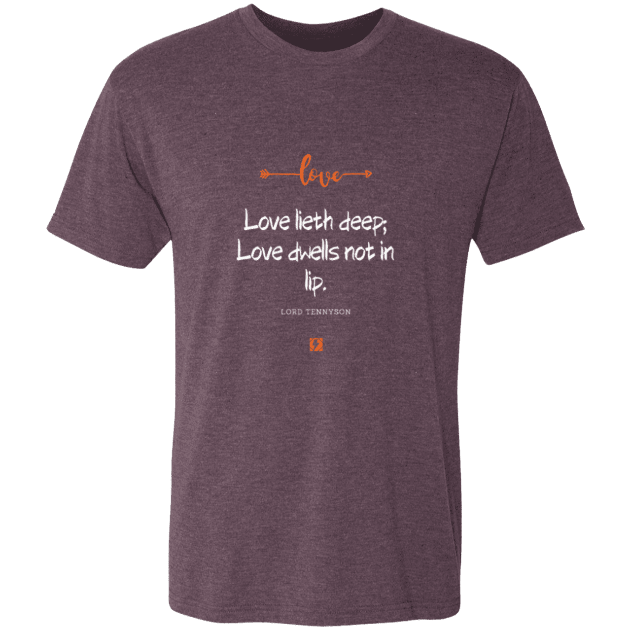 Men's T-Shirt Tri-blend NL6010 with inspiring Tennyson quote: LT110 - Love is in the depth of the heart - Color: Vintage Purple