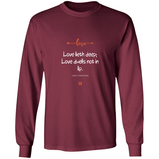 Men's T-Shirt Ultra Cotton LS G240 with inspiring Tennyson quote: LT110 - Love is in the depth of the heart - Color: Maroon