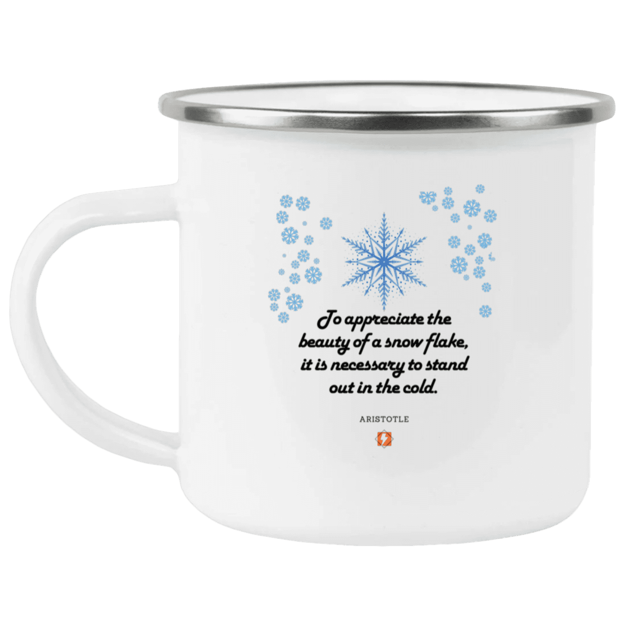 Steel Camping Mug with inspiring Aristotle quote: A130 - Appreciation requires interaction - Color: Plain White