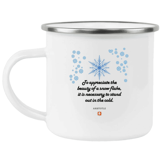 Steel Camping Mug with inspiring Aristotle quote: A130 - Appreciation requires interaction - Color: Plain White