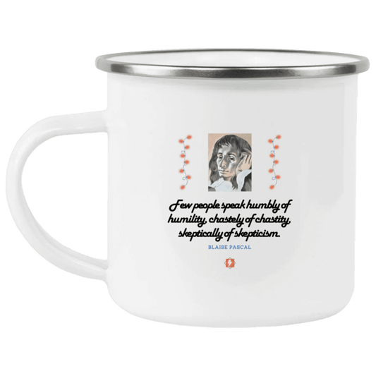 Steel Camping Mug with inspiring Pascal quote: BP102 - Self-awareness is a societal lack - Color: Plain White