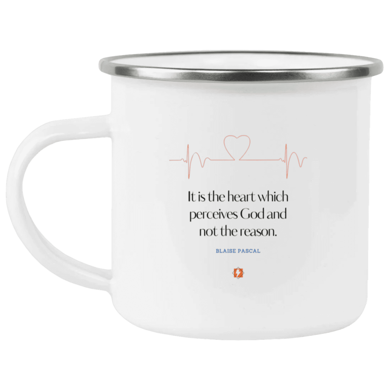 Steel Camping Mug with inspiring Pascal quote: BP105 - God is perceived in the heart - Color: Plain White