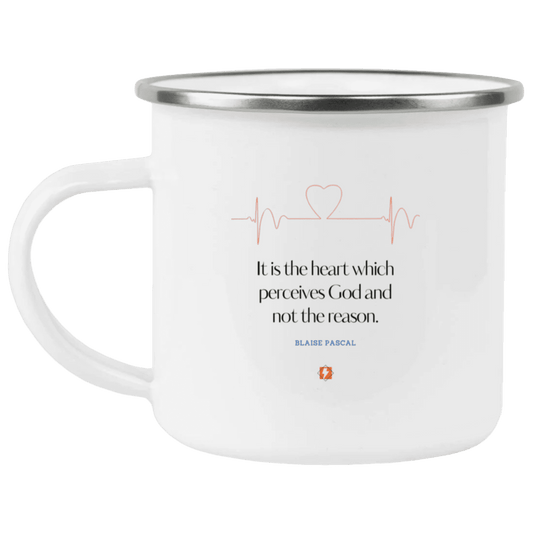 Steel Camping Mug with inspiring Pascal quote: BP105 - God is perceived in the heart - Color: Plain White