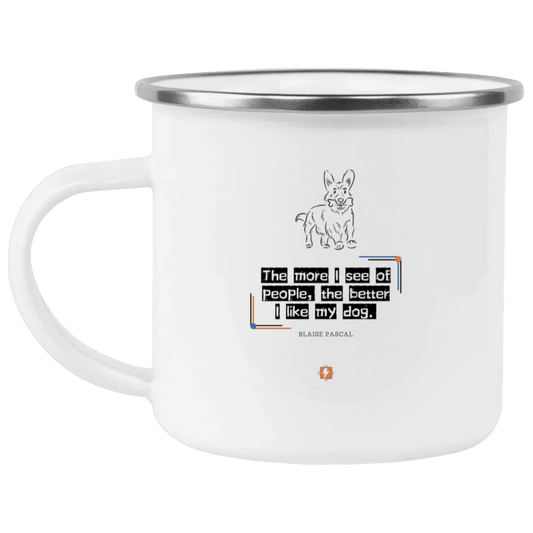 Steel Camping Mug with inspiring Pascal quote: BP112 - People vs Pets - Color: Plain White