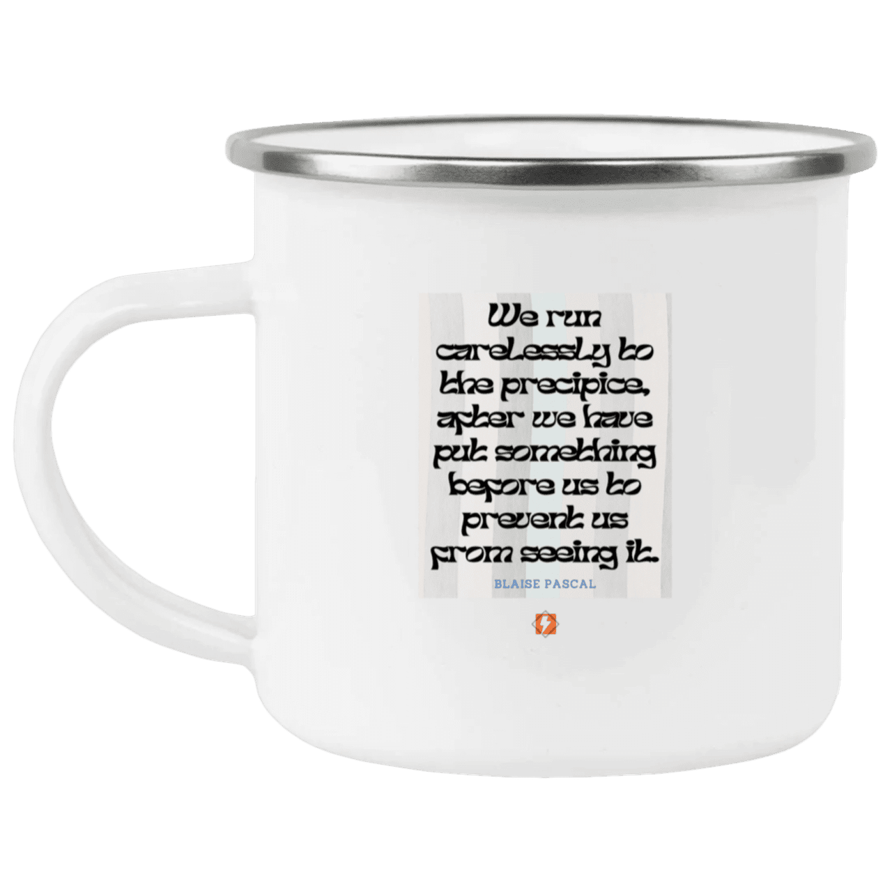 Steel Camping Mug with inspiring Pascal quote: BP117 - Making assumptions carry risks - Color: Plain White