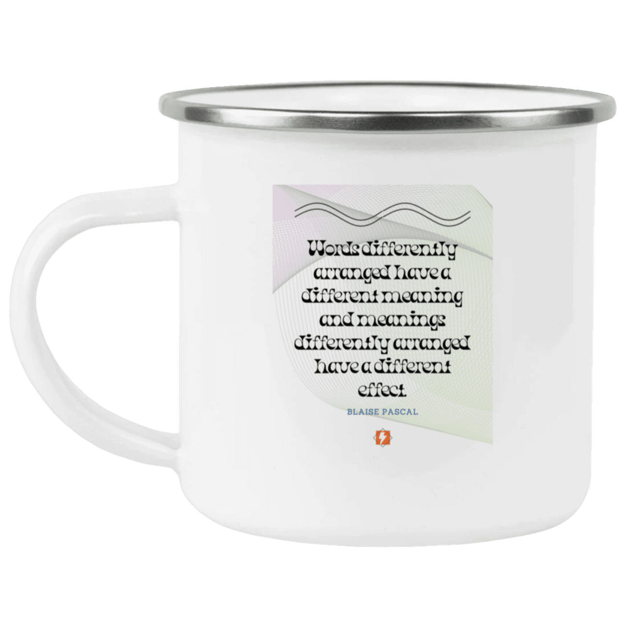 Steel Camping Mug with inspiring Pascal quote: BP119 - Be careful with words - Color: Plain White