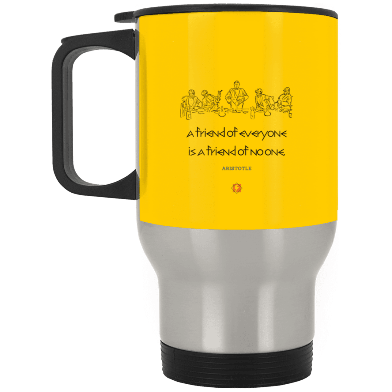 Steel Travel Mug with inspiring Aristotle quote: A103 - Do not be friends with everyone - Color: Silver Athletic Gold