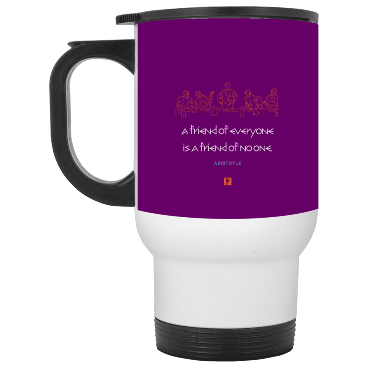 Steel Travel Mug with inspiring Aristotle quote: A103 - Do not be friends with everyone - Color: White Purple