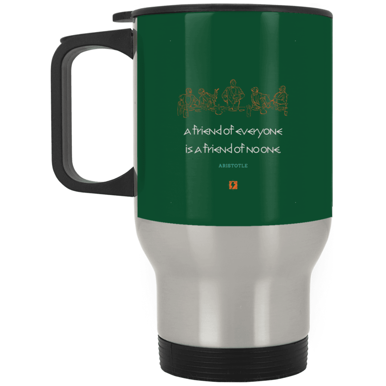 Steel Travel Mug with inspiring Aristotle quote: A103 - Do not be friends with everyone - Color: Silver Forest