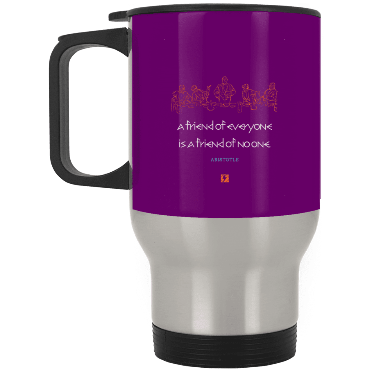 Steel Travel Mug with inspiring Aristotle quote: A103 - Do not be friends with everyone - Color: Silver Purple