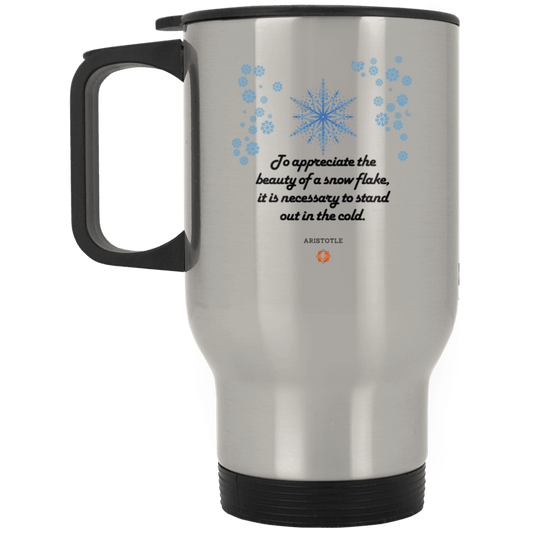 Steel Travel Mug with inspiring Aristotle quote: A130 - Appreciation requires interaction - Color: Plain Silver