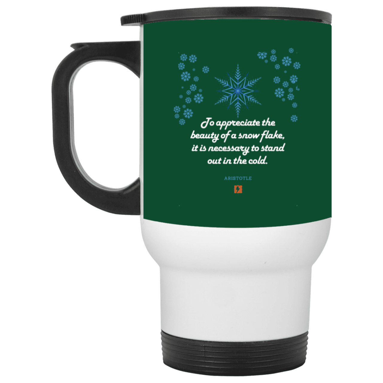 Steel Travel Mug with inspiring Aristotle quote: A130 - Appreciation requires interaction - Color: White Forest