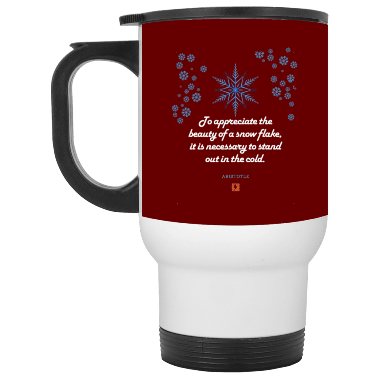 Steel Travel Mug with inspiring Aristotle quote: A130 - Appreciation requires interaction - Color: White Maroon