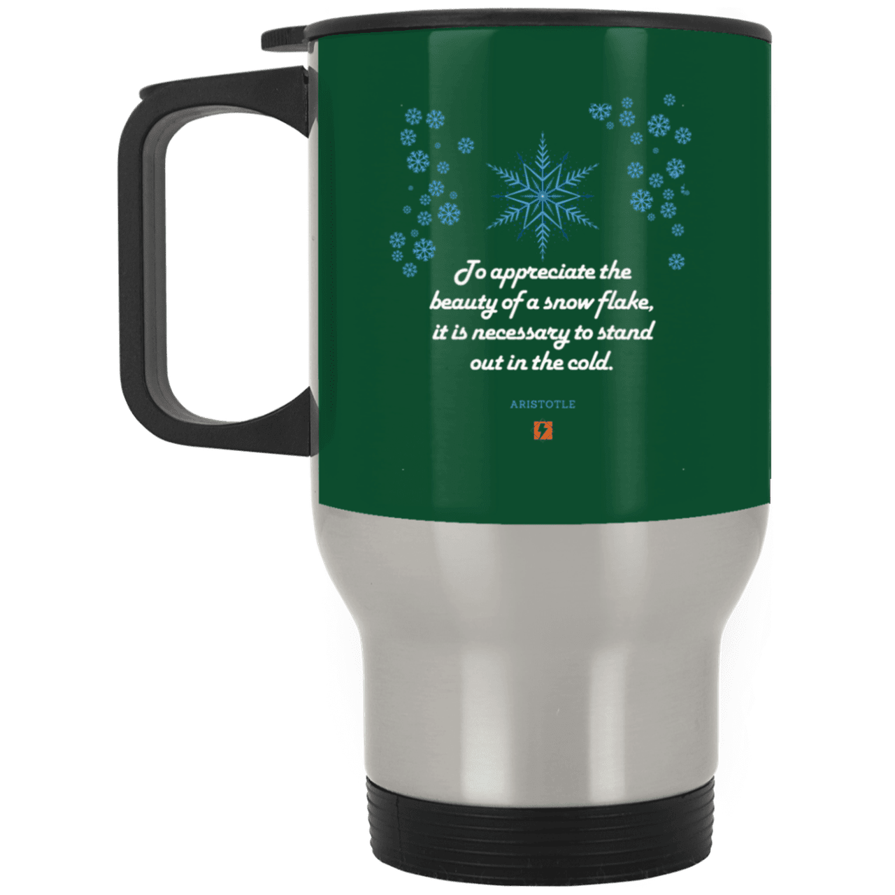 Steel Travel Mug with inspiring Aristotle quote: A130 - Appreciation requires interaction - Color: Silver Forest