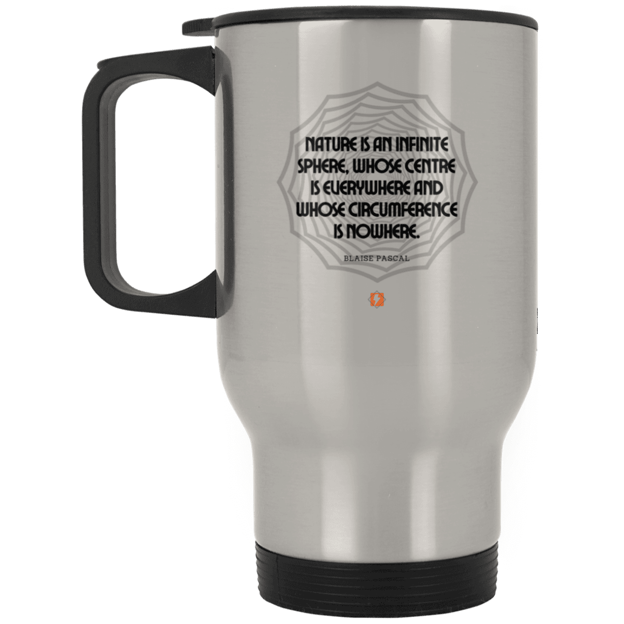 Steel Travel Mug with inspiring Pascal quote: BP108 - Nature is unfathomable - Color: Plain Silver