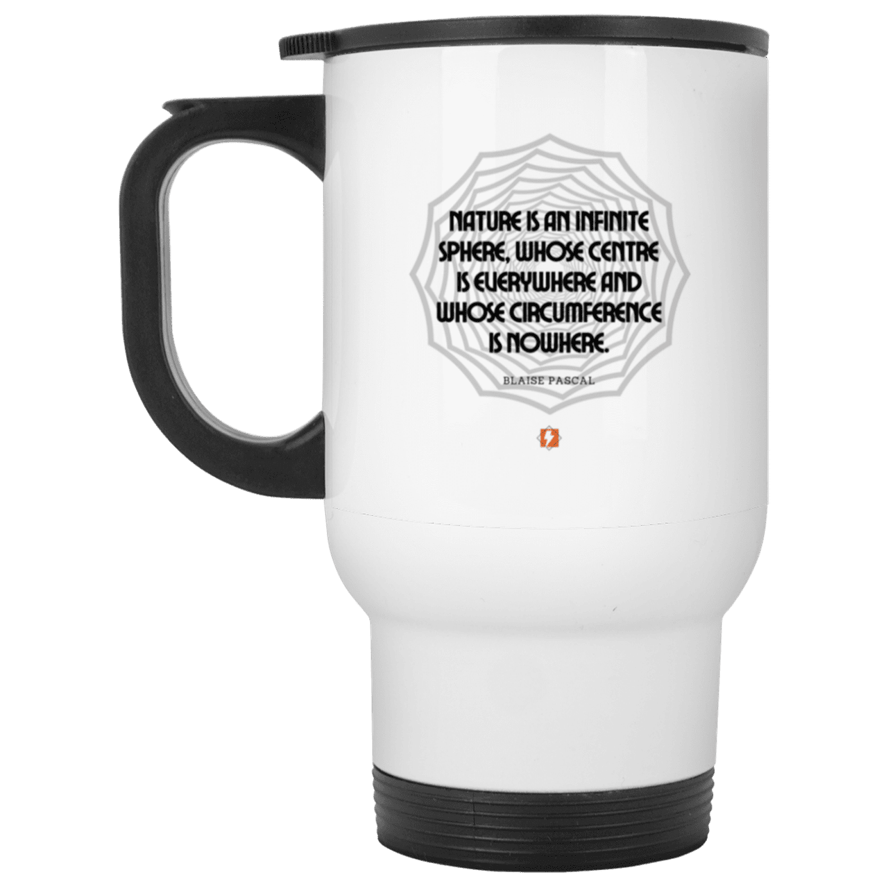 Steel Travel Mug with inspiring Pascal quote: BP108 - Nature is unfathomable - Color: Plain White