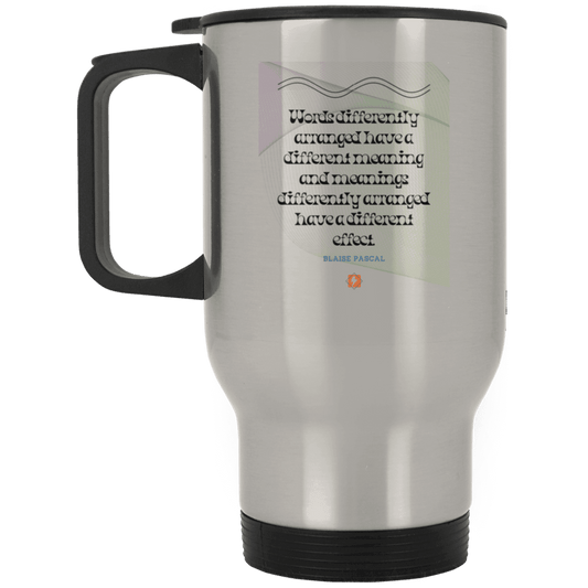 Steel Travel Mug with inspiring Pascal quote: BP119 - Be careful with words - Color: Plain Silver