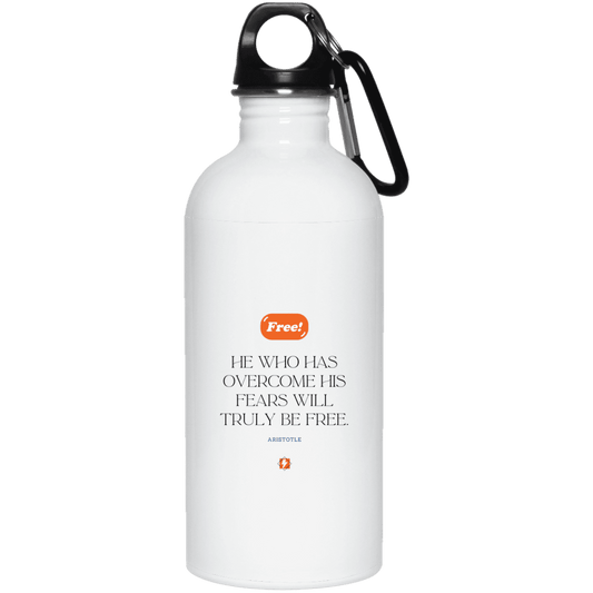 Steel Water Bottle with inspiring Aristotle quote: A114 - True freedom is fearlessness - Color: Plain White