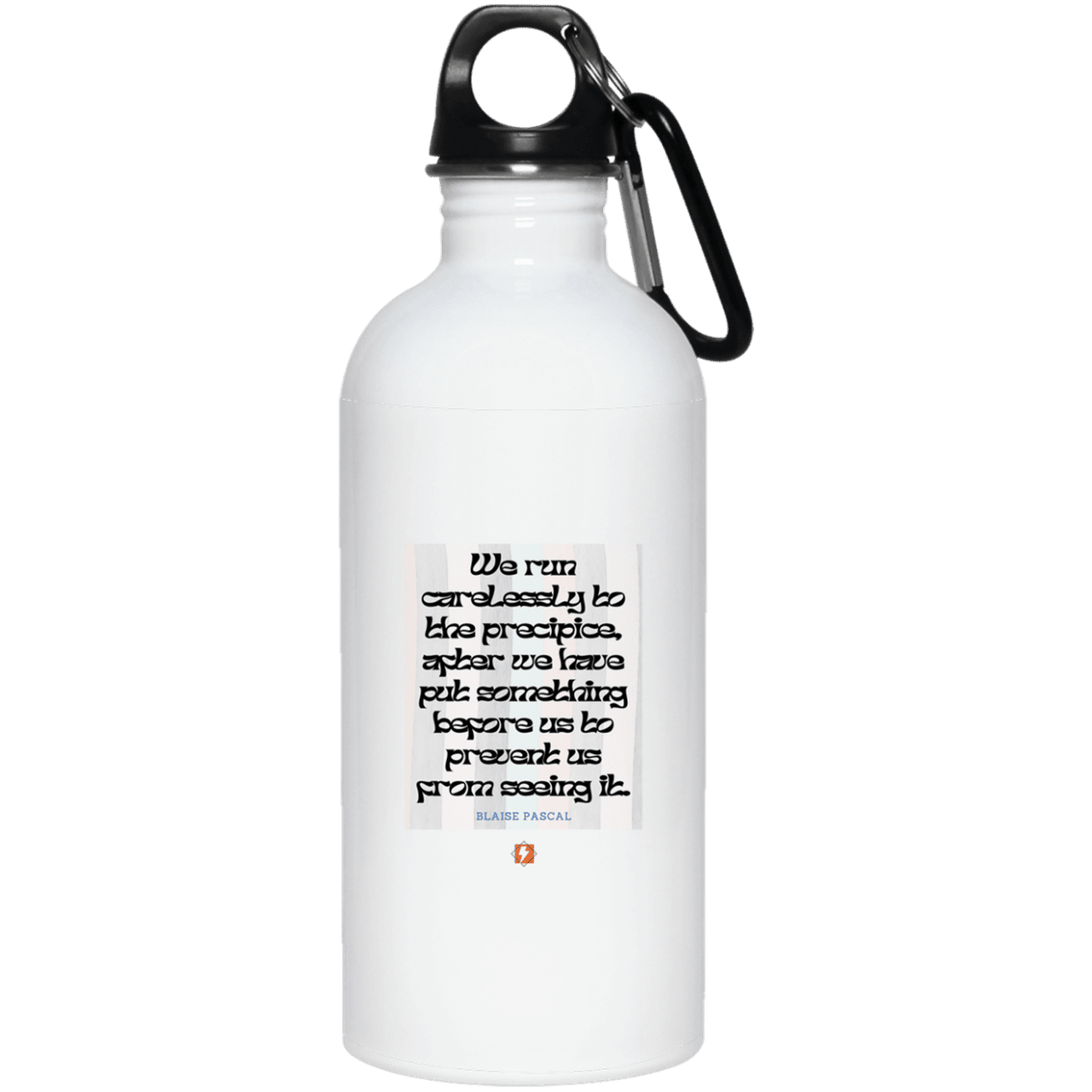 Steel Water Bottle with inspiring Pascal quote: BP117 - Making assumptions carry risks - Color: Plain White