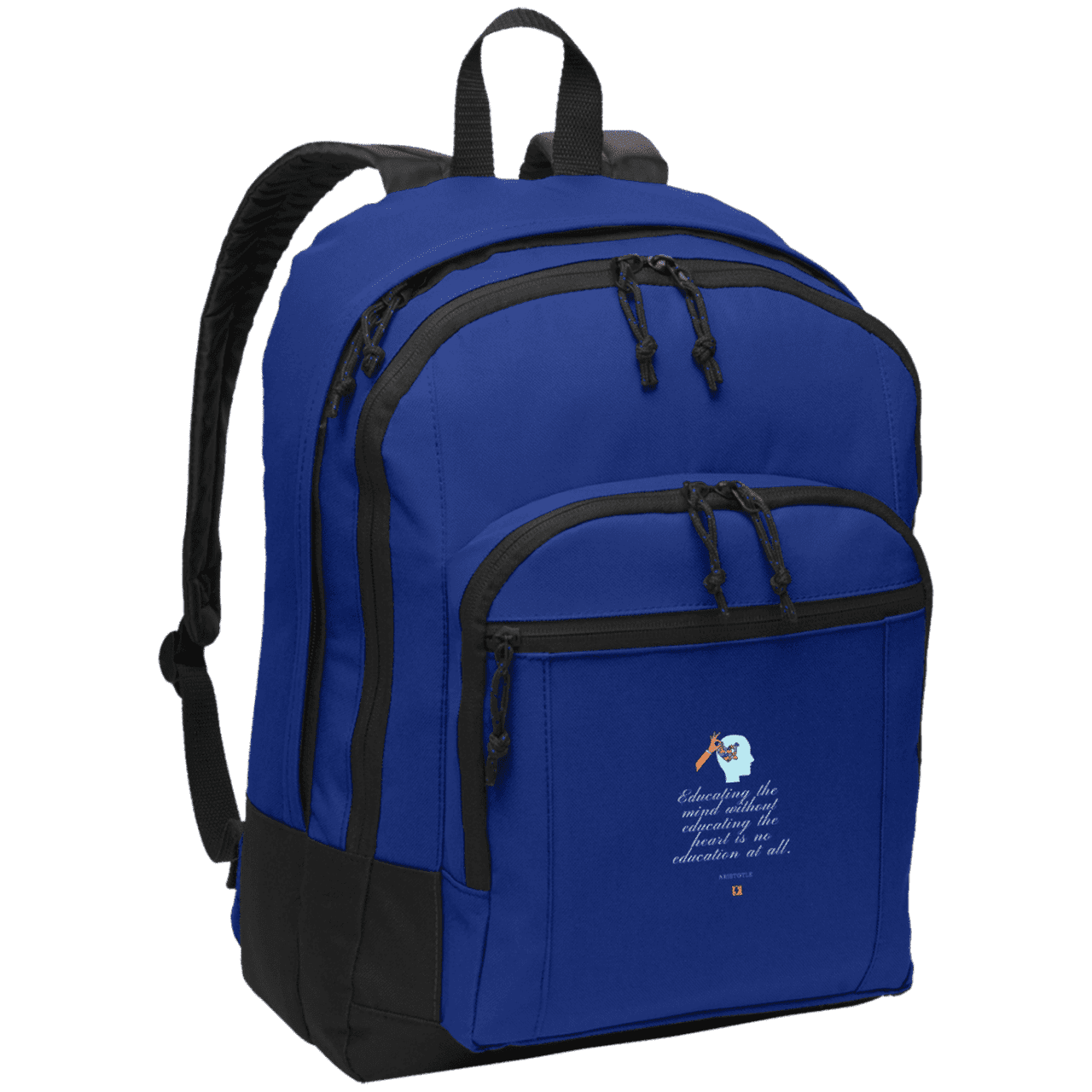 Student's Basic Backpack with inspiring Aristotle quote: A110 - Education must include the heart - Color: Twilight Blue