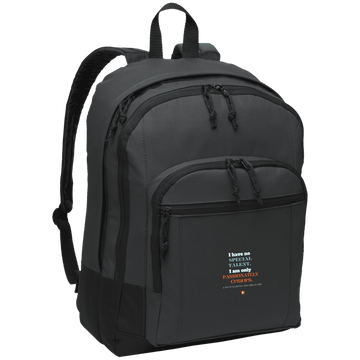 Student's Basic Backpack with inspiring Einstein quote: E105 - I am only passionately curious - Color: Dark Charcoal
