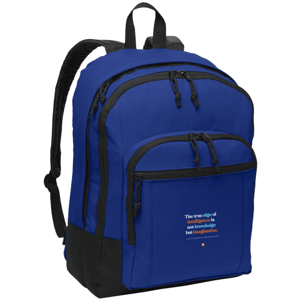 Student's Basic Backpack with inspiring Einstein quote: E106 - True sign of intelligence is imagination - Color: Twilight Blue