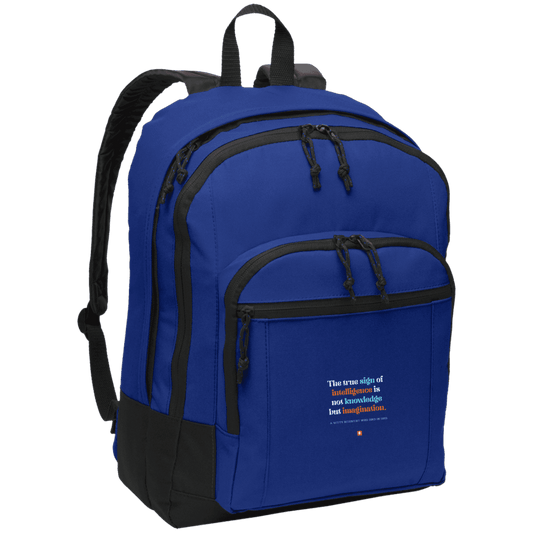 Student's Basic Backpack with inspiring Einstein quote: E106 - True sign of intelligence is imagination - Color: Twilight Blue