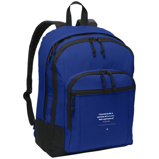 Student's Basic Backpack with inspiring Einstein quote: E109 - Strive to be a person of value not success - Color: Twilight Blue