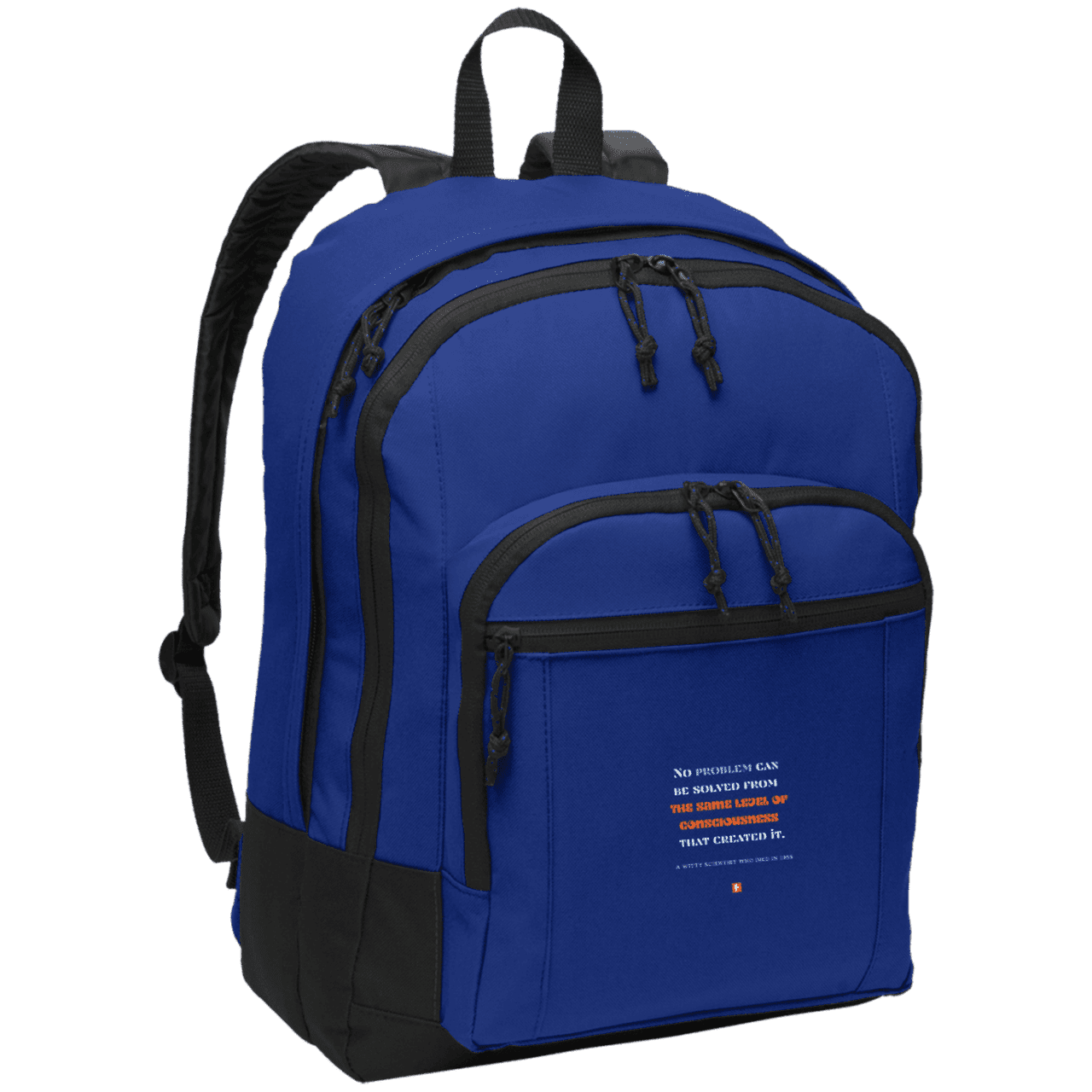 Student's Basic Backpack with inspiring Einstein quote: E111 - Problem solving needs fresh thinking - Color: Twilight Blue